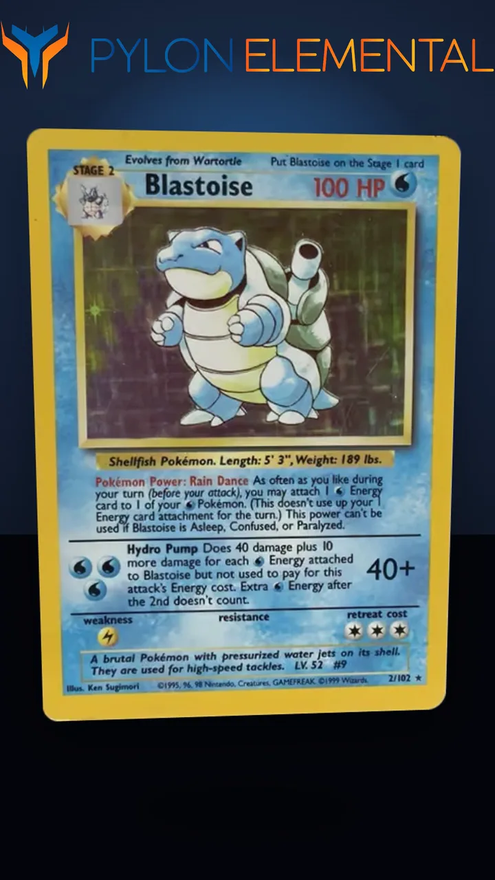 1999 Pokemon Base Set Blastoise #2/102 Unlimited Holo Rare