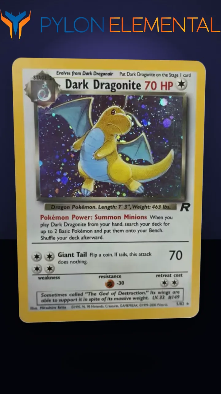 2000 Pokemon Team Rocket Dark Dragonite #5/82 Unlimited Holo Rare