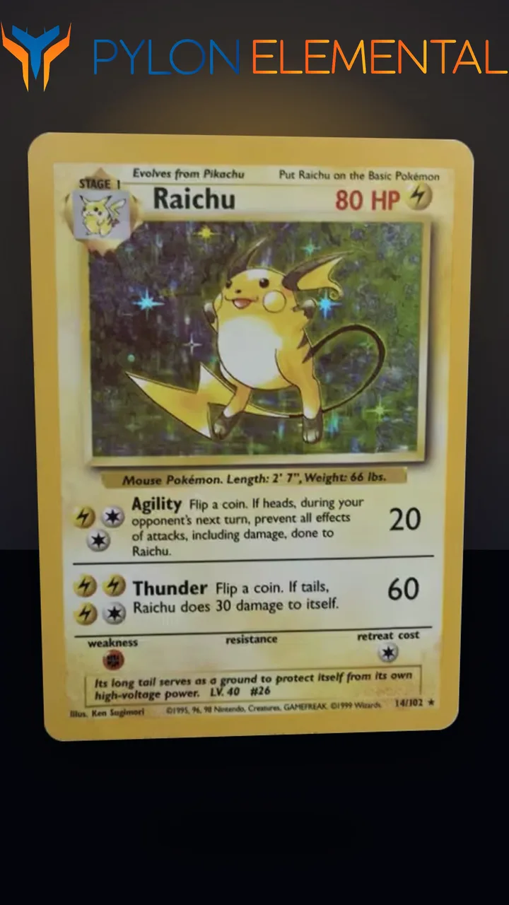 1999 Pokemon Base Set Raichu #14/102 Unlimited Holo Rare