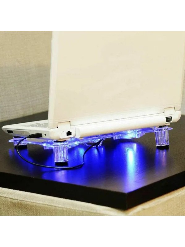 3-Fan USB Laptop Cooling Stand with LED Light, Clear Acrylic, photo 2