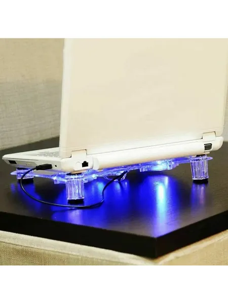 3-Fan USB Laptop Cooling Stand with LED Light, Clear Acrylic, photo 2