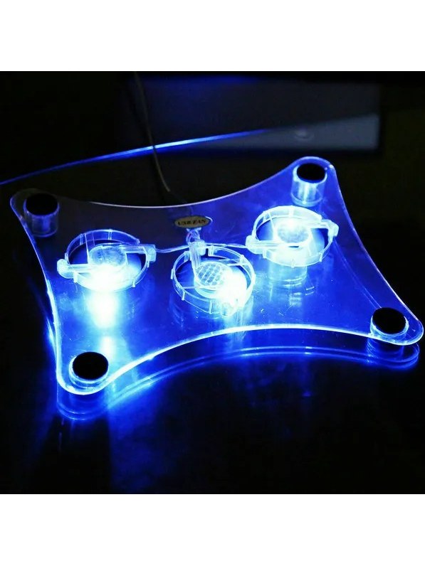 3-Fan USB Laptop Cooling Stand with LED Light, Clear Acrylic, photo 3