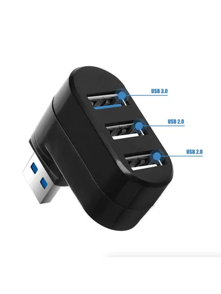 3-Port USB 3.0 Hub, 180 Rotating, Compact Splitter for PC and Laptop, photo 1