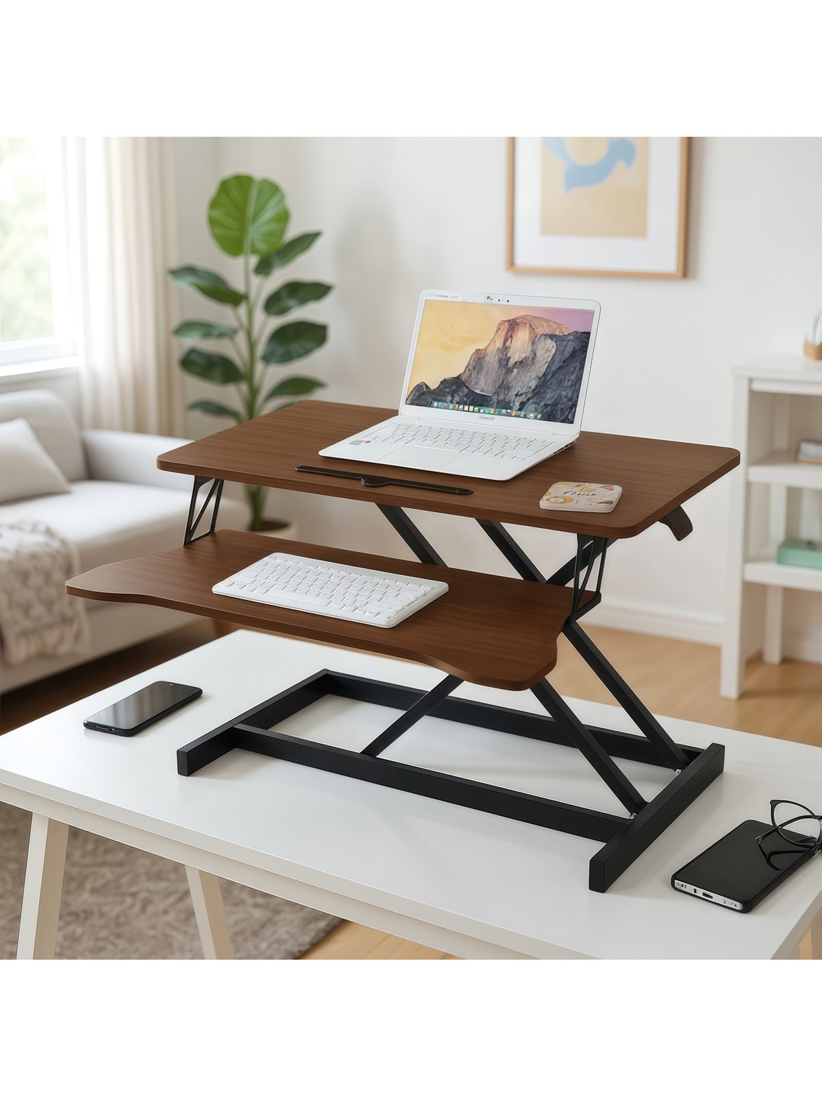 32 Inch Sit-to-Stand Desk Converter, Dual Monitor and Laptop Riser, photo 4