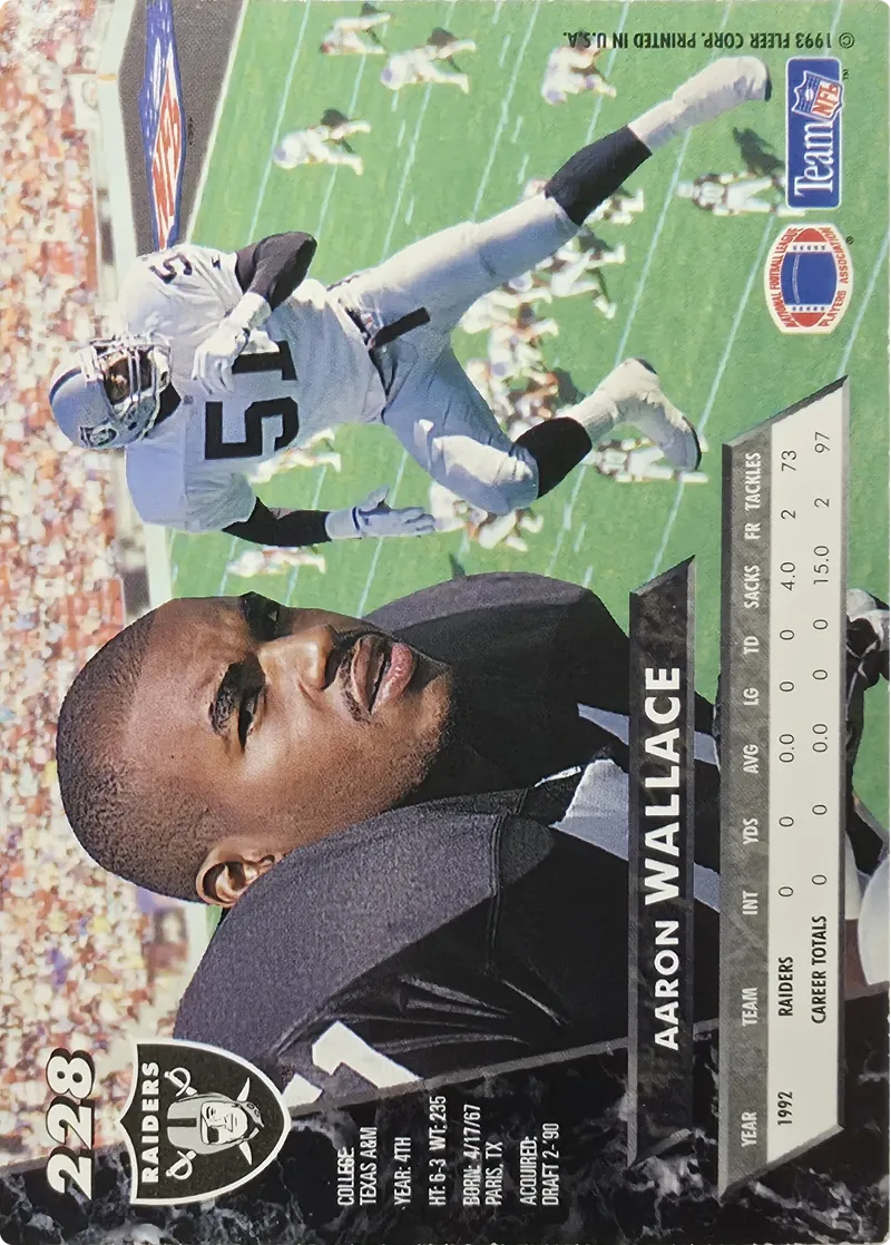 1993 Fleer Ultra Aaron Wallace #228, back