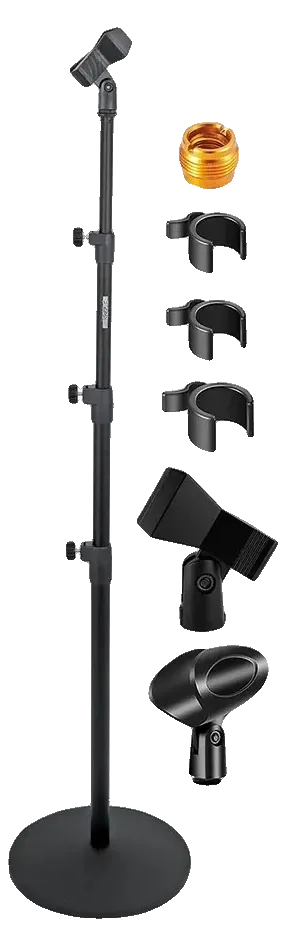 Adjustable Floor Microphone Stand, Round Weighted Metal Base, photo 1