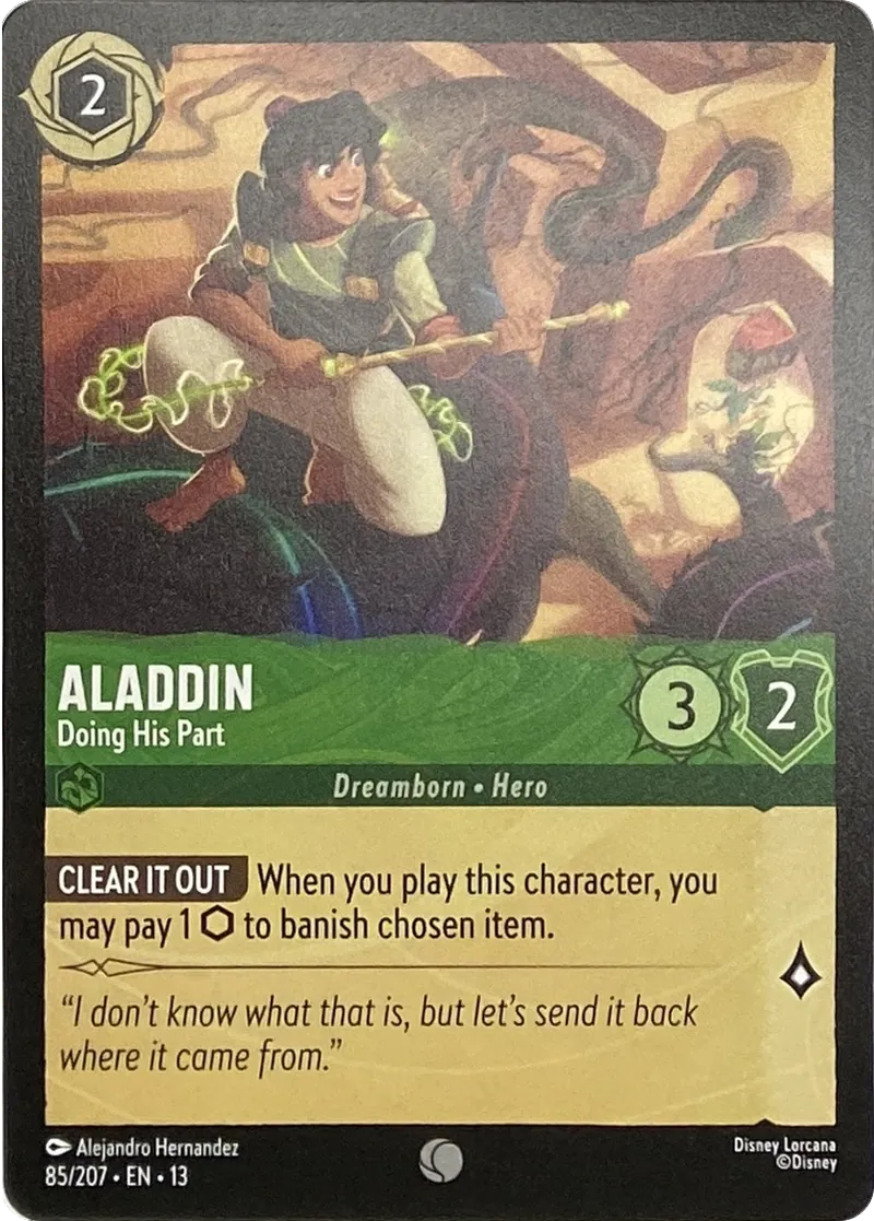 2026 Disney Lorcana Attack of the Vine! Aladdin - Doing His Part #85/207 Common front