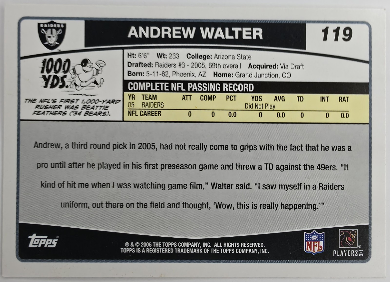Andrew Walter back