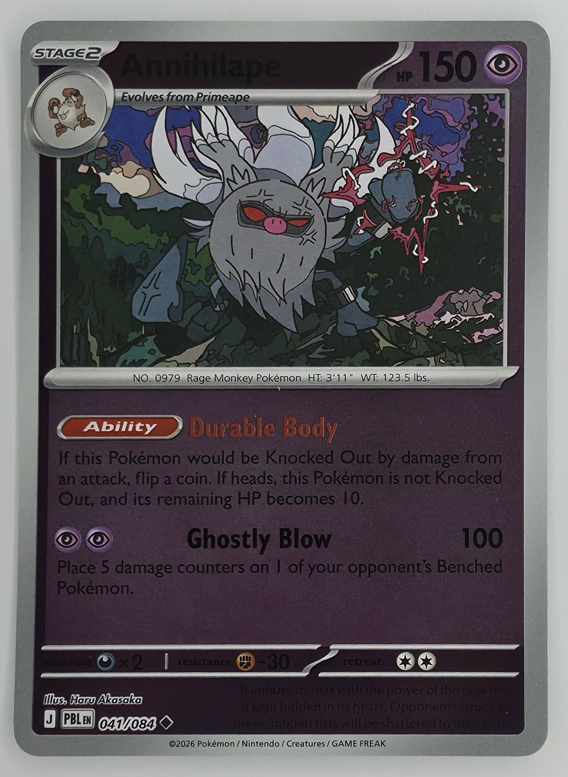 2026 Pokemon Pitch Black Annihilape #041/084 Reverse Holo Uncommon front