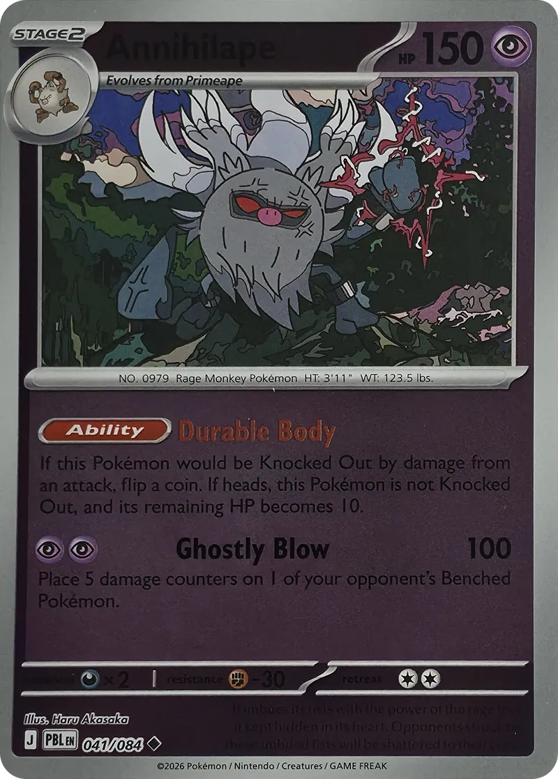 2026 Pokemon Pitch Black Annihilape #041/084 Reverse Holo Uncommon front