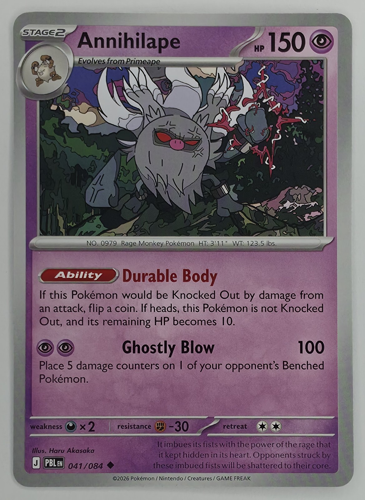 2026 Pokemon Pitch Black Annihilape #041/084 Uncommon front
