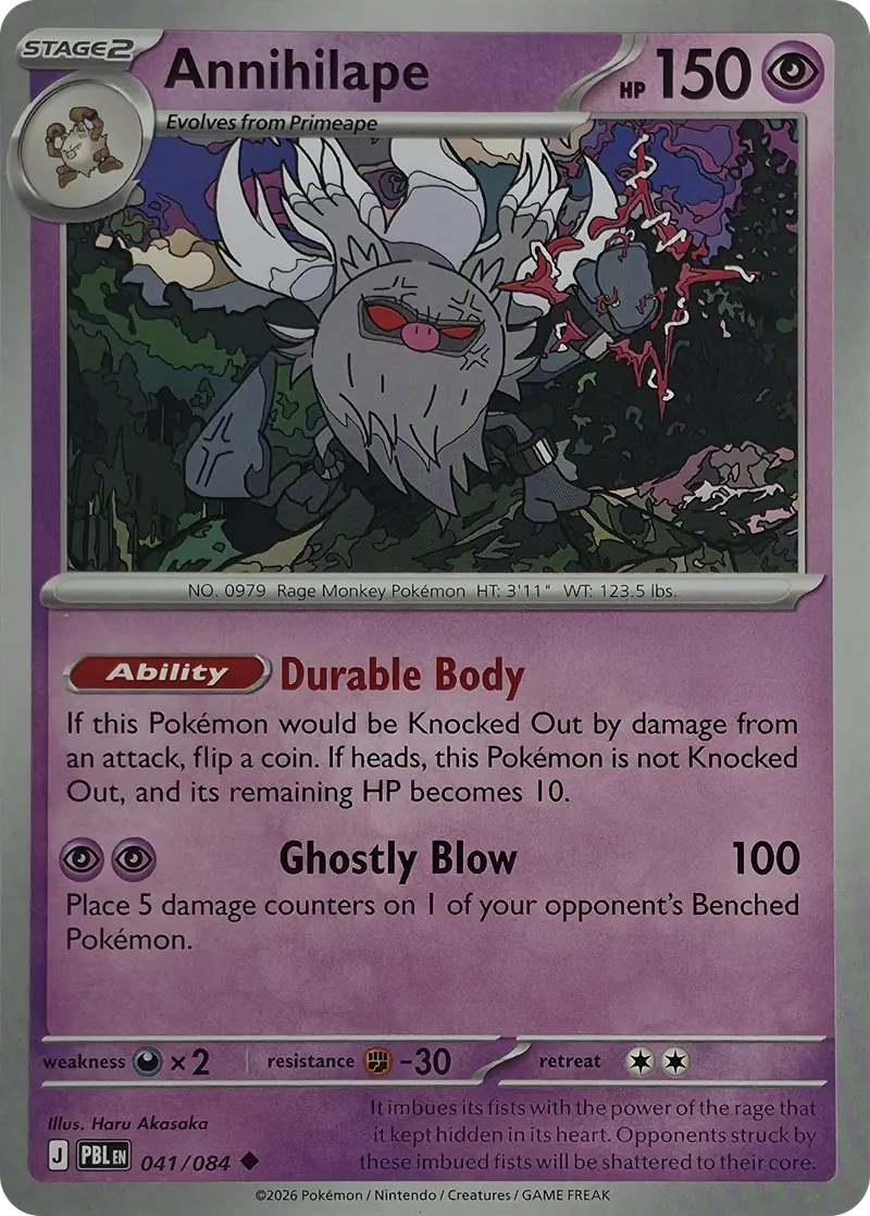 2026 Pokemon Pitch Black Annihilape #041/084 Uncommon front