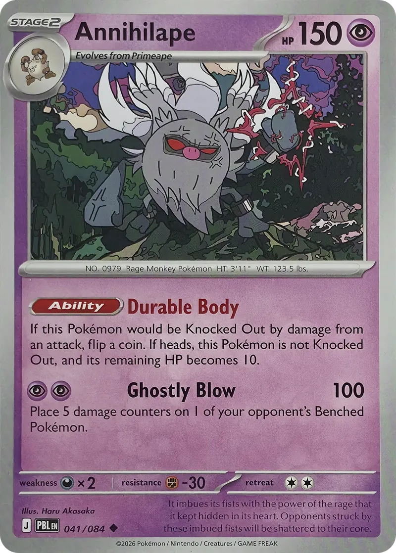 2026 Pokemon Pitch Black Annihilape #041/084 Uncommon front