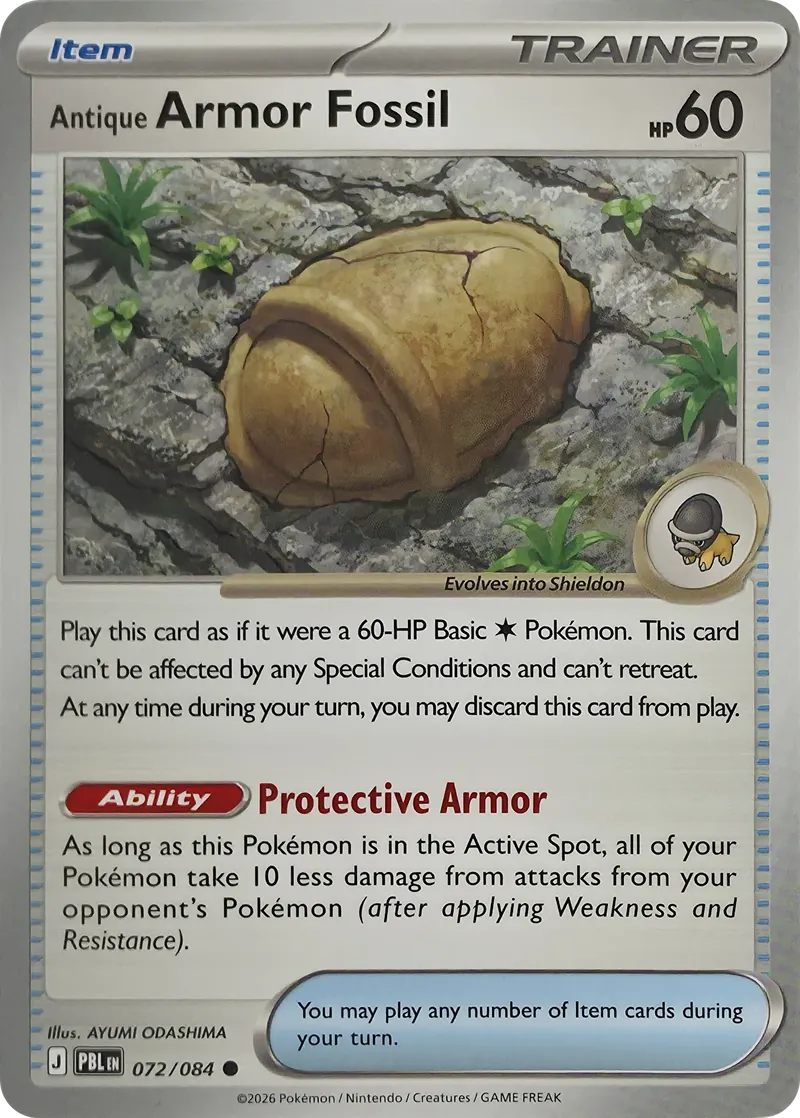 Antique Armor Fossil #072/084, front