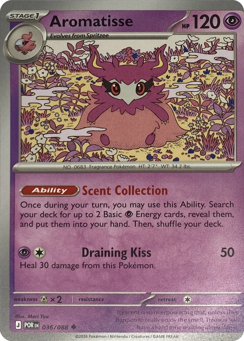 2026 Pokemon Perfect Order Aromatisse #036/088 Uncommon front
