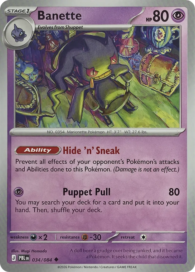 2026 Pokemon Pitch Black Banette #034/084 Uncommon front