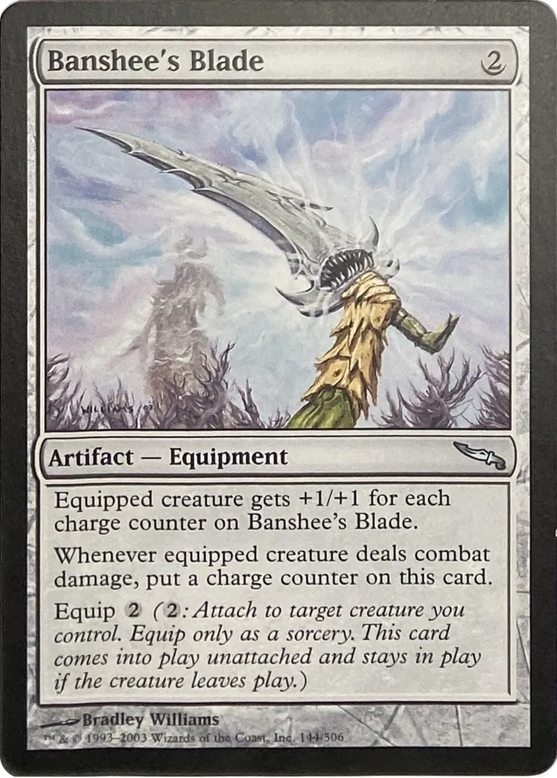 2003 Magic: The Gathering Mirrodin Banshee's Blade #144/306 Uncommon front