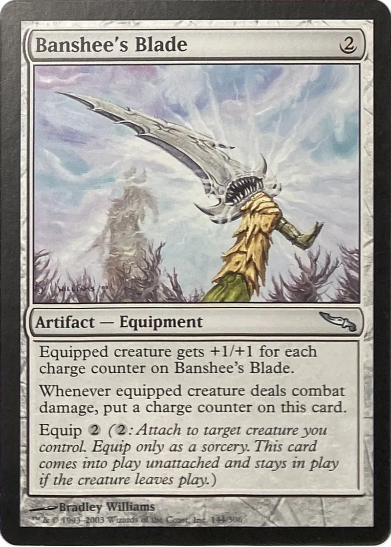 2003 Magic: The Gathering Mirrodin Banshee's Blade #144/306 Uncommon front