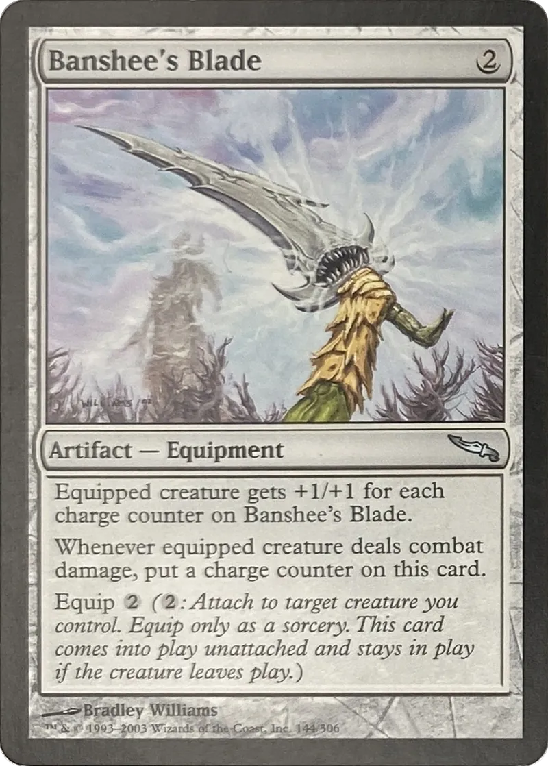 2003 Magic: The Gathering Mirrodin Banshee's Blade #144/306 Uncommon front
