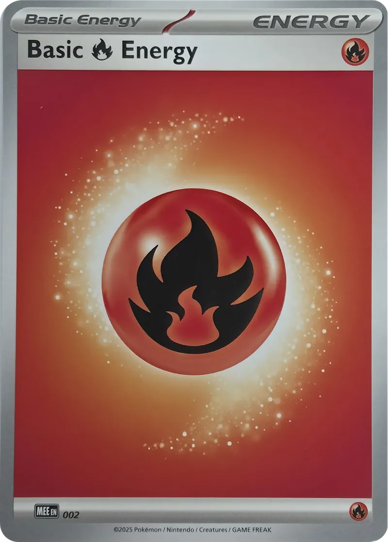 2025 Pokemon Mega Evolution Energies Basic Fire Energy #002 Common front