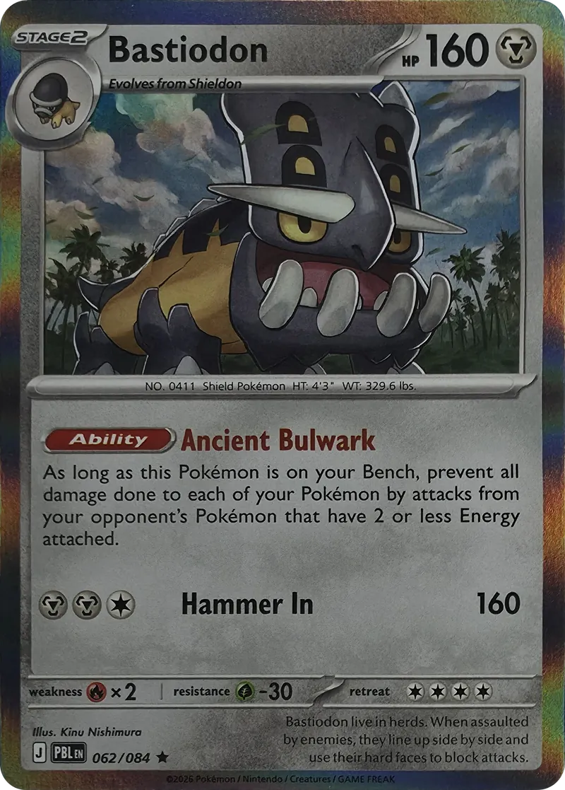 2026 Pokemon Pitch Black Bastiodon #062/084 Holo Rare front
