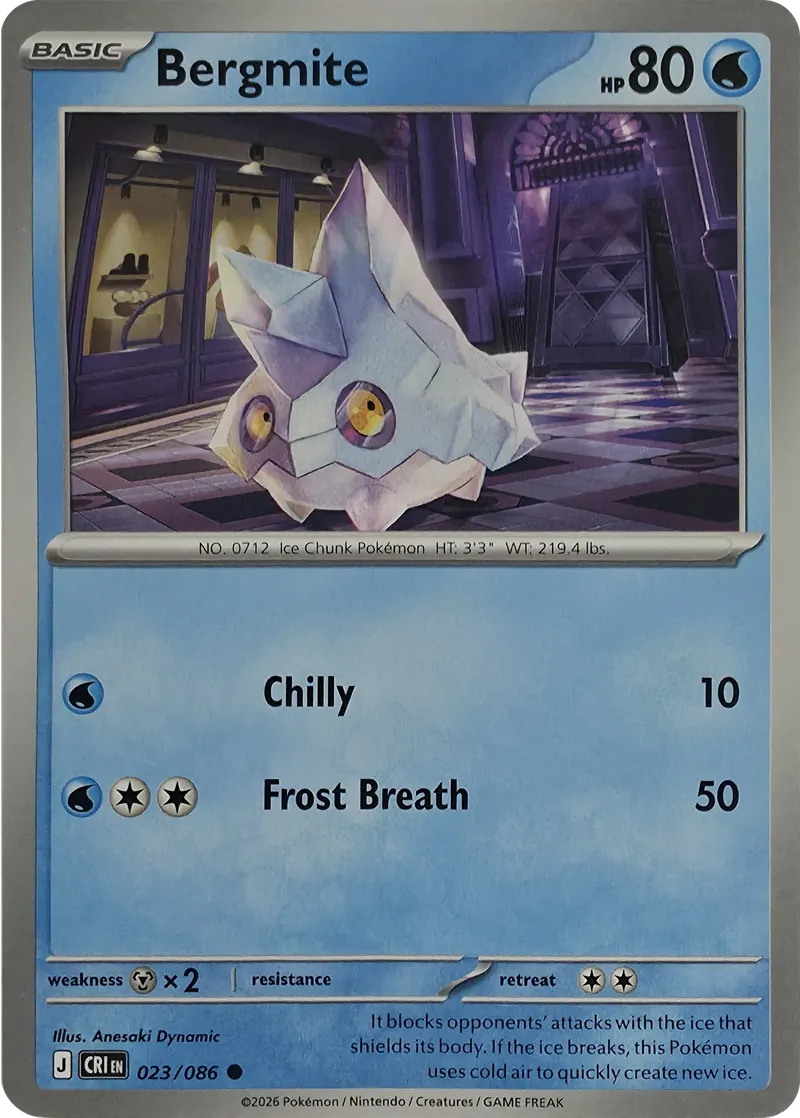 2026 Pokemon Chaos Rising Bergmite #023/086 Common front