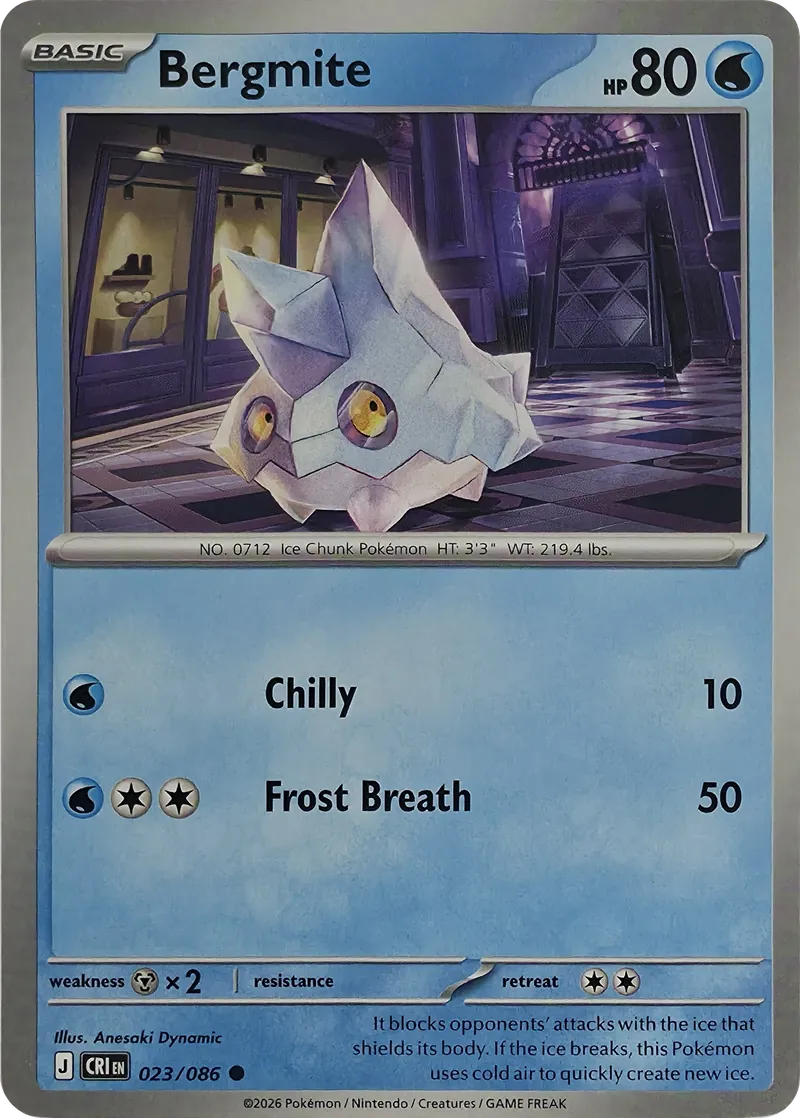 2026 Pokemon Chaos Rising Bergmite #023/086 Common front