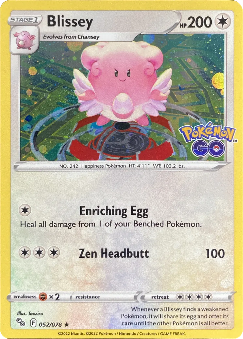2022 Pokemon Pokemon GO Blissey #052/078 Holo Rare front