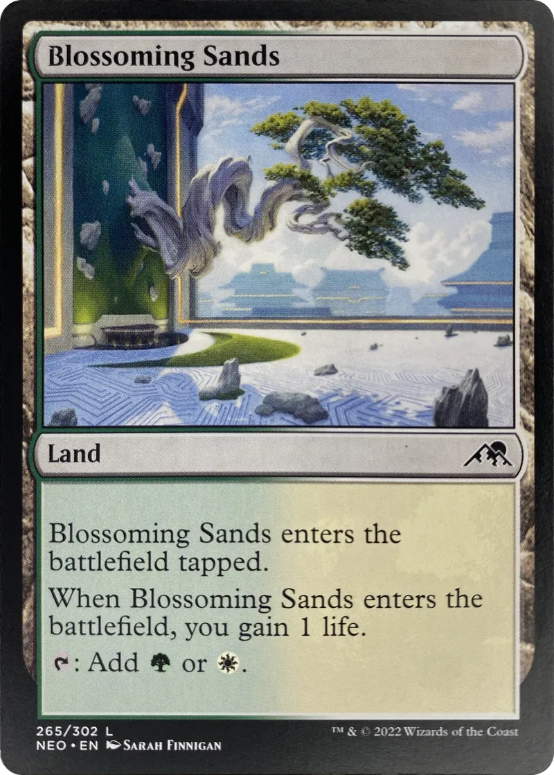 2022 Magic: The Gathering Kamigawa: Neon Dynasty Blossoming Sands #265/302 Land front