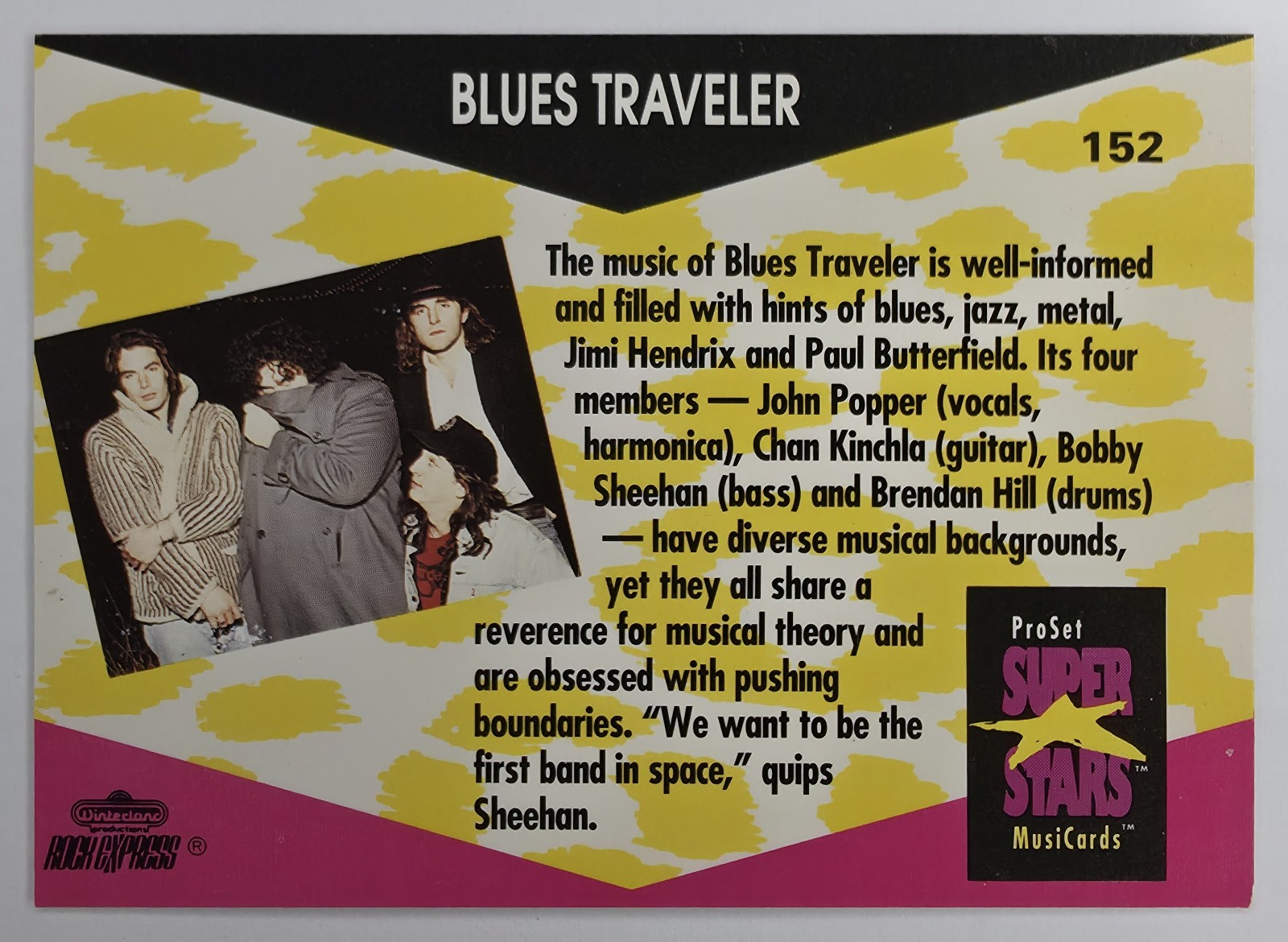 1991 Pro Set SuperStars MusiCards Blues Traveler #152 back