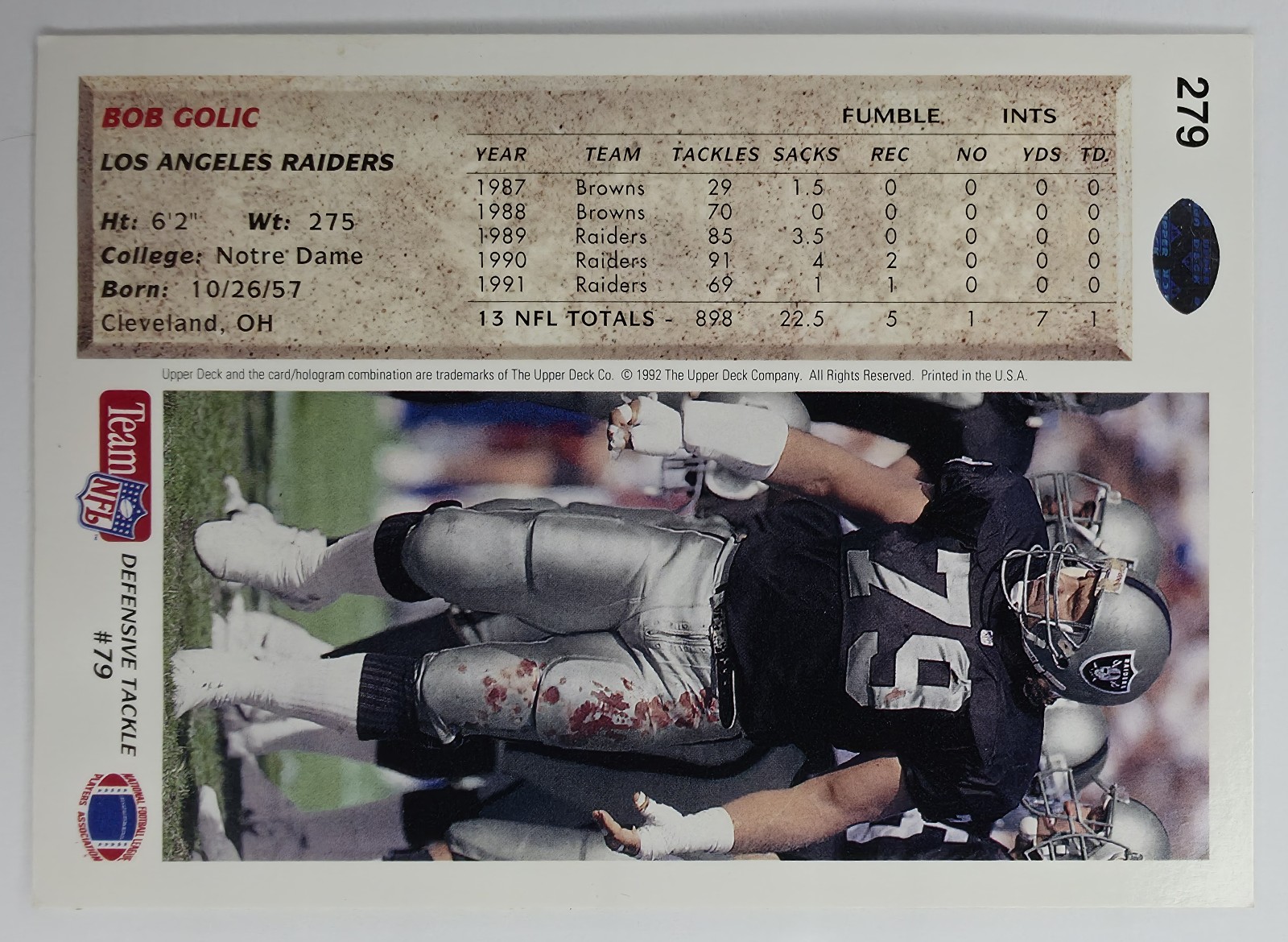Bob Golic back