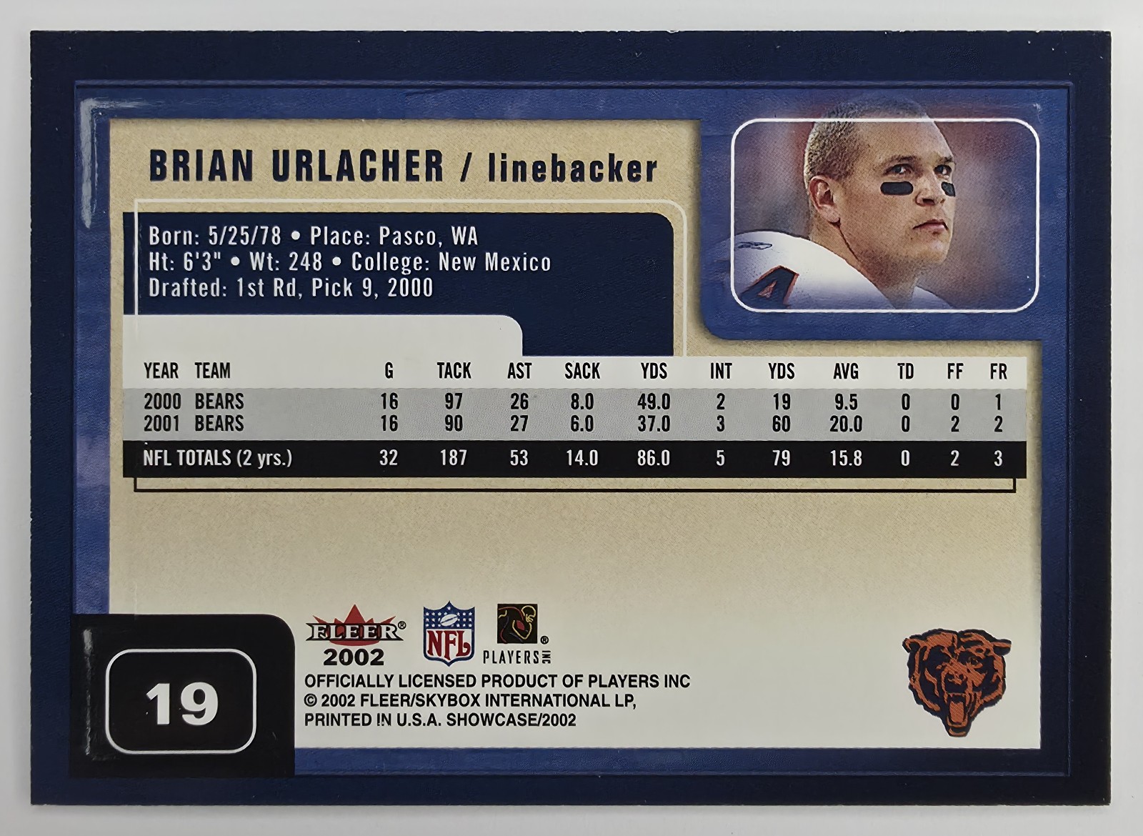 Brian Urlacher back