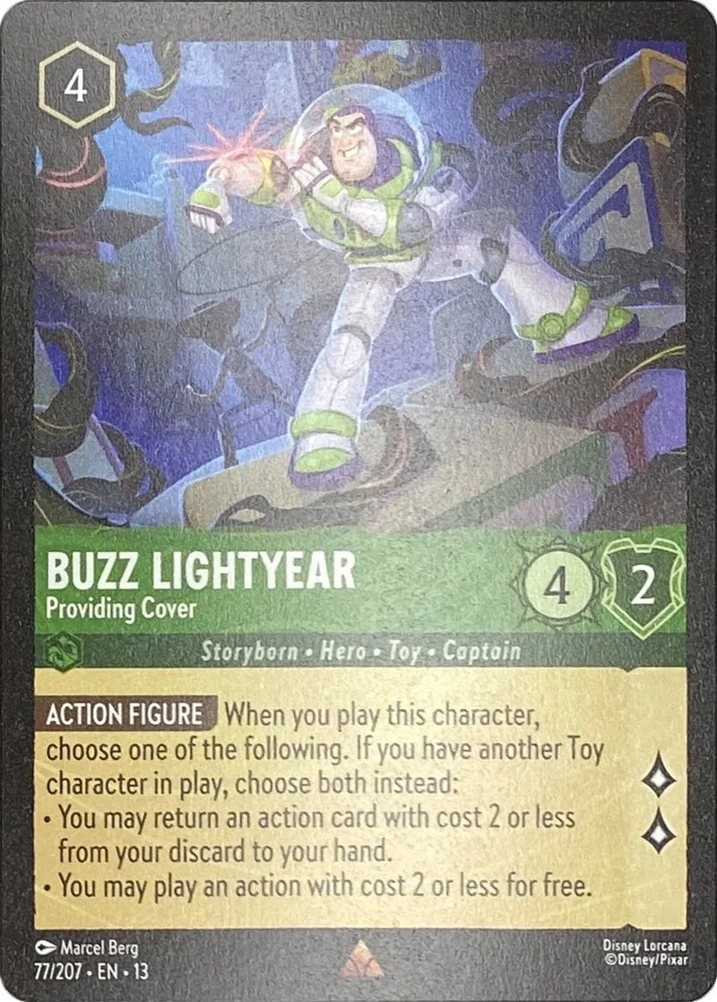 2026 Disney Lorcana Attack of the Vine! Buzz Lightyear - Providing Cover #77/207 Rare front