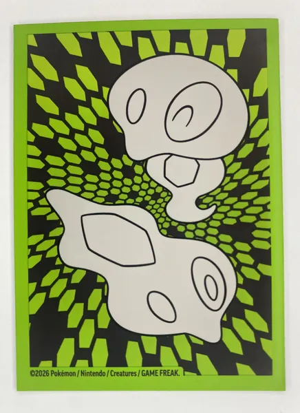 2 Pokemon Card Sleeves, Zygarde Cells Art, Lime Green, 2026, Unused front