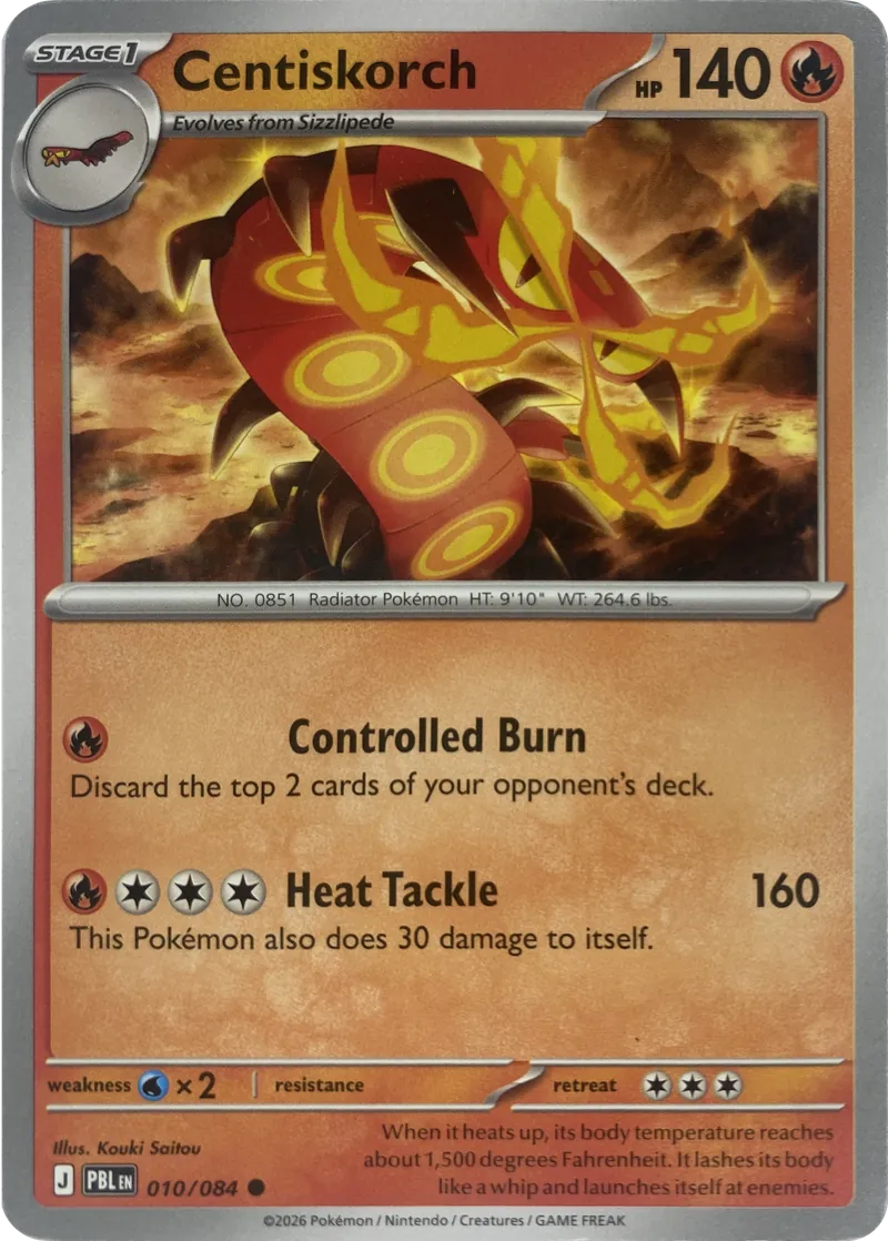 2026 Pokemon Pitch Black Centiskorch #010/084 Common front