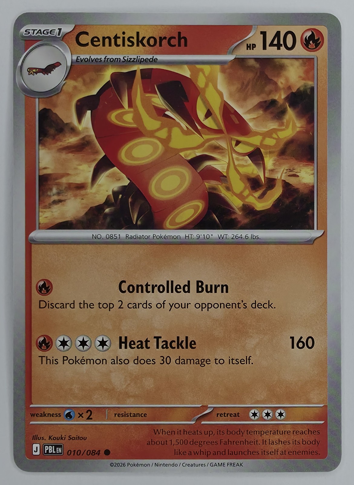 2026 Pokemon Pitch Black Centiskorch #010/084 Common front