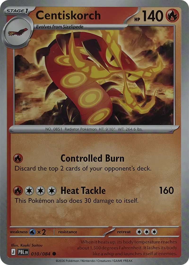 2026 Pokemon Pitch Black Centiskorch #010/084 Common front