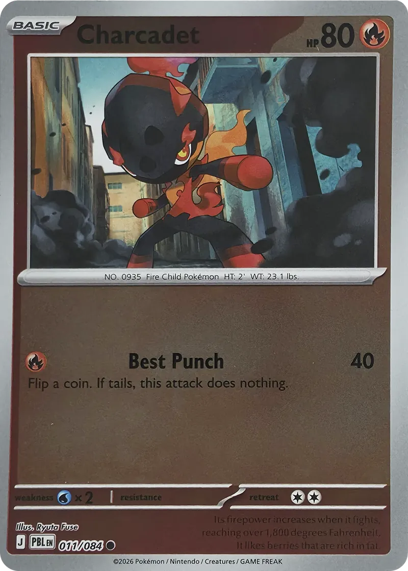 2026 Pokemon Pitch Black Charcadet #011/084 Reverse Holo Common front