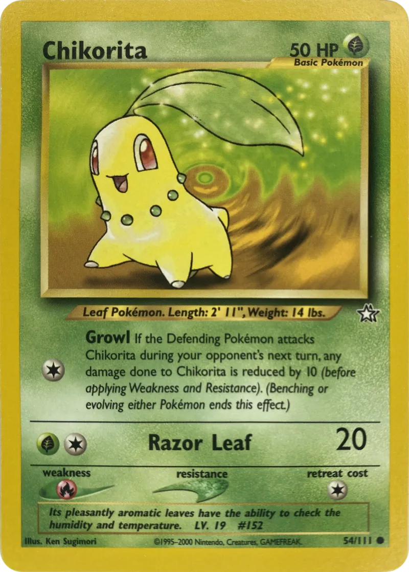 2000 Pokemon Neo Genesis Chikorita #054/111 Common front