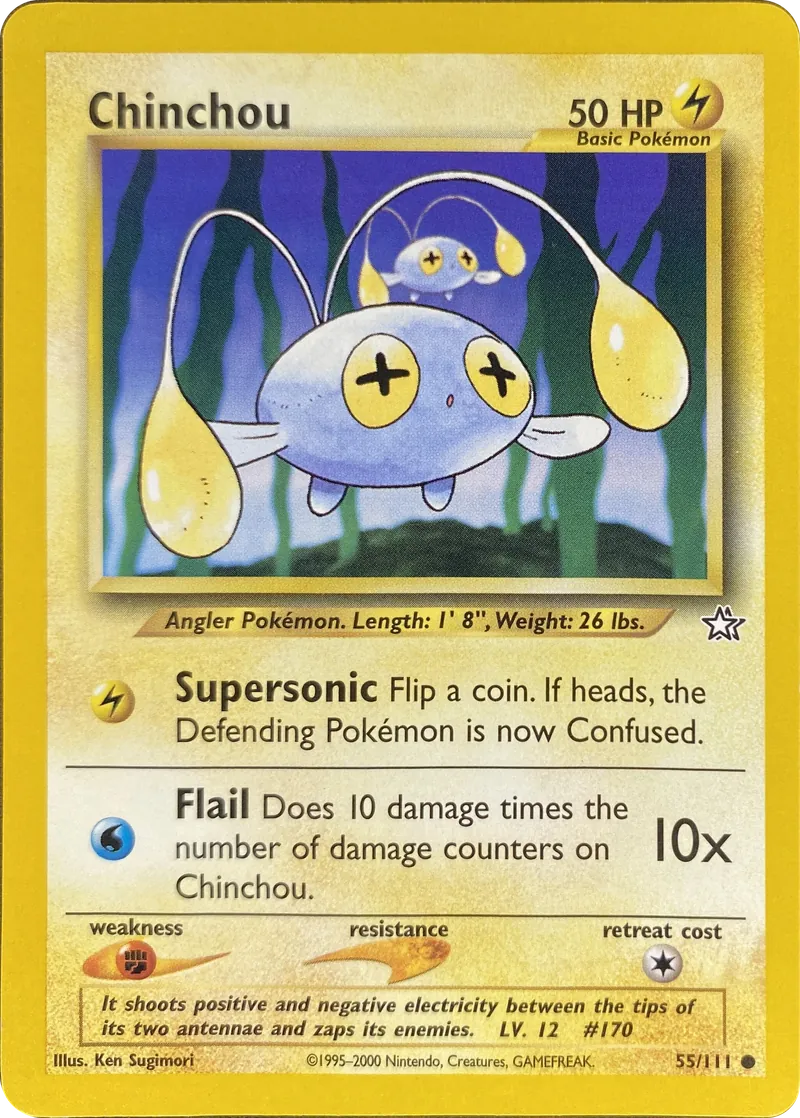 2000 Pokemon Neo Genesis Chinchou #055/111 Common front