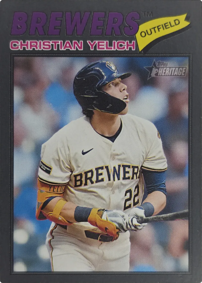 2026 Topps Heritage Christian Yelich #332 Dark Gray Border Parallel Milwaukee Brewers front