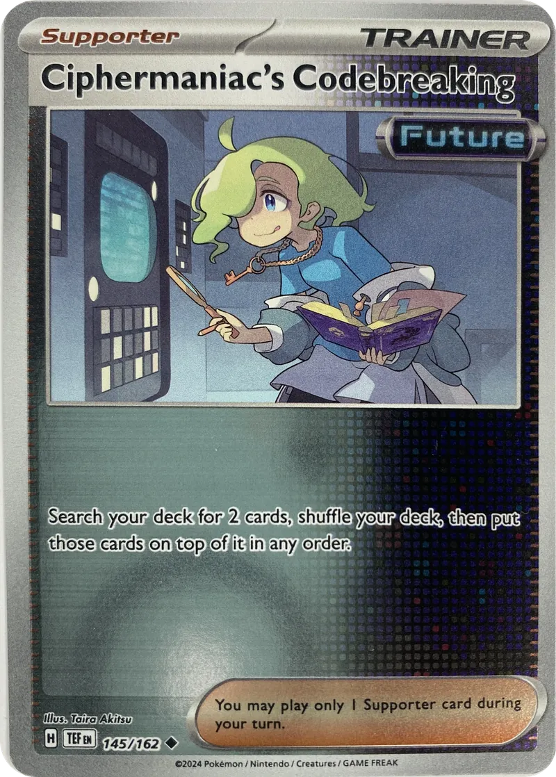 2024 Pokemon Temporal Forces Ciphermaniac's Codebreaking #145/162 Reverse Holo Uncommon Trainer front