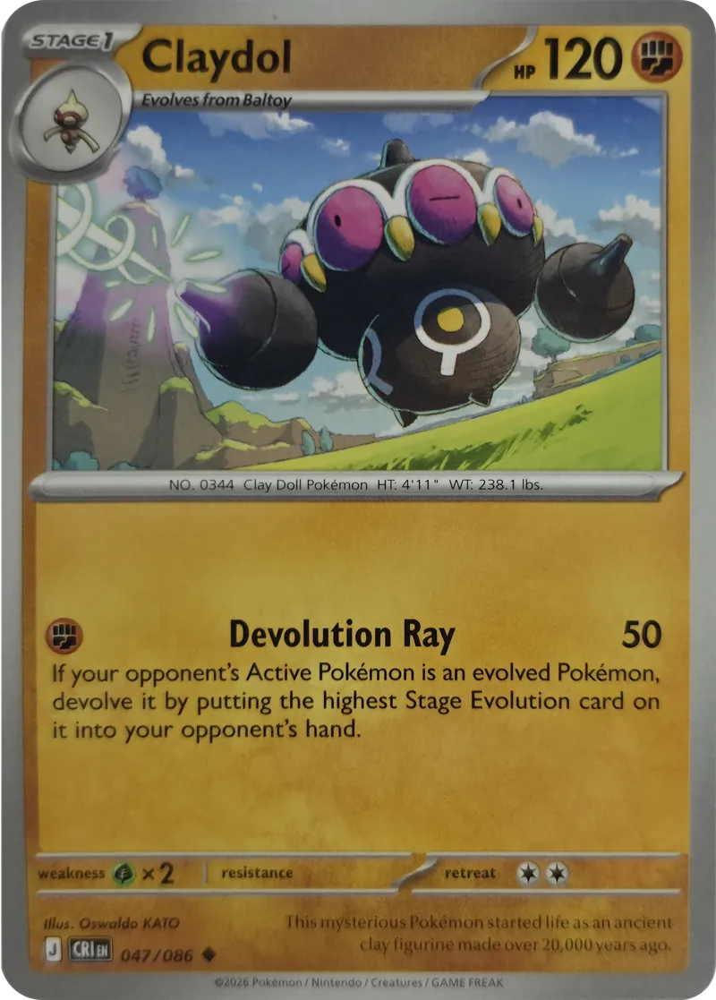 2026 Pokemon Chaos Rising Claydol #047/086 Uncommon front