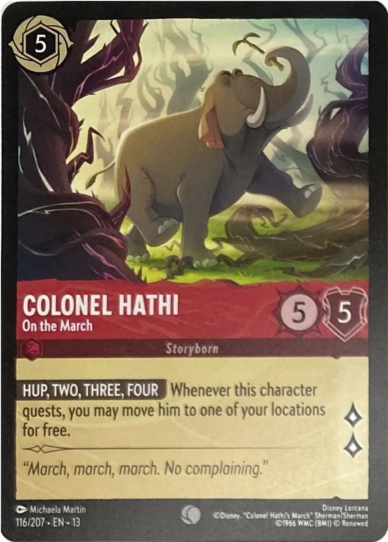 2026 Disney Lorcana Attack of the Vine! Colonel Hathi - On the March #116/207 Common front