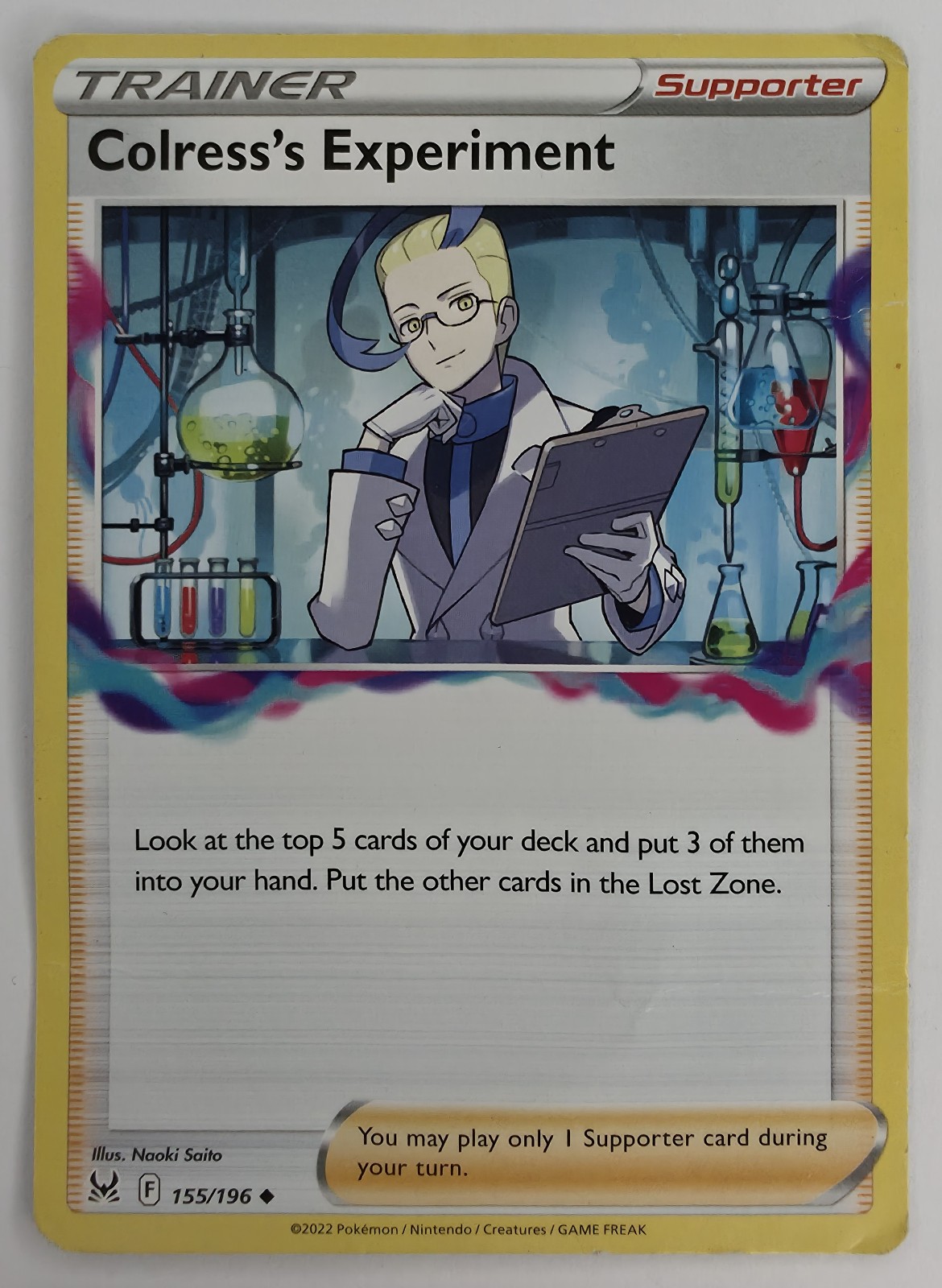 2022 Pokemon Lost Origin Colress's Experiment #155/196 Uncommon Trainer front
