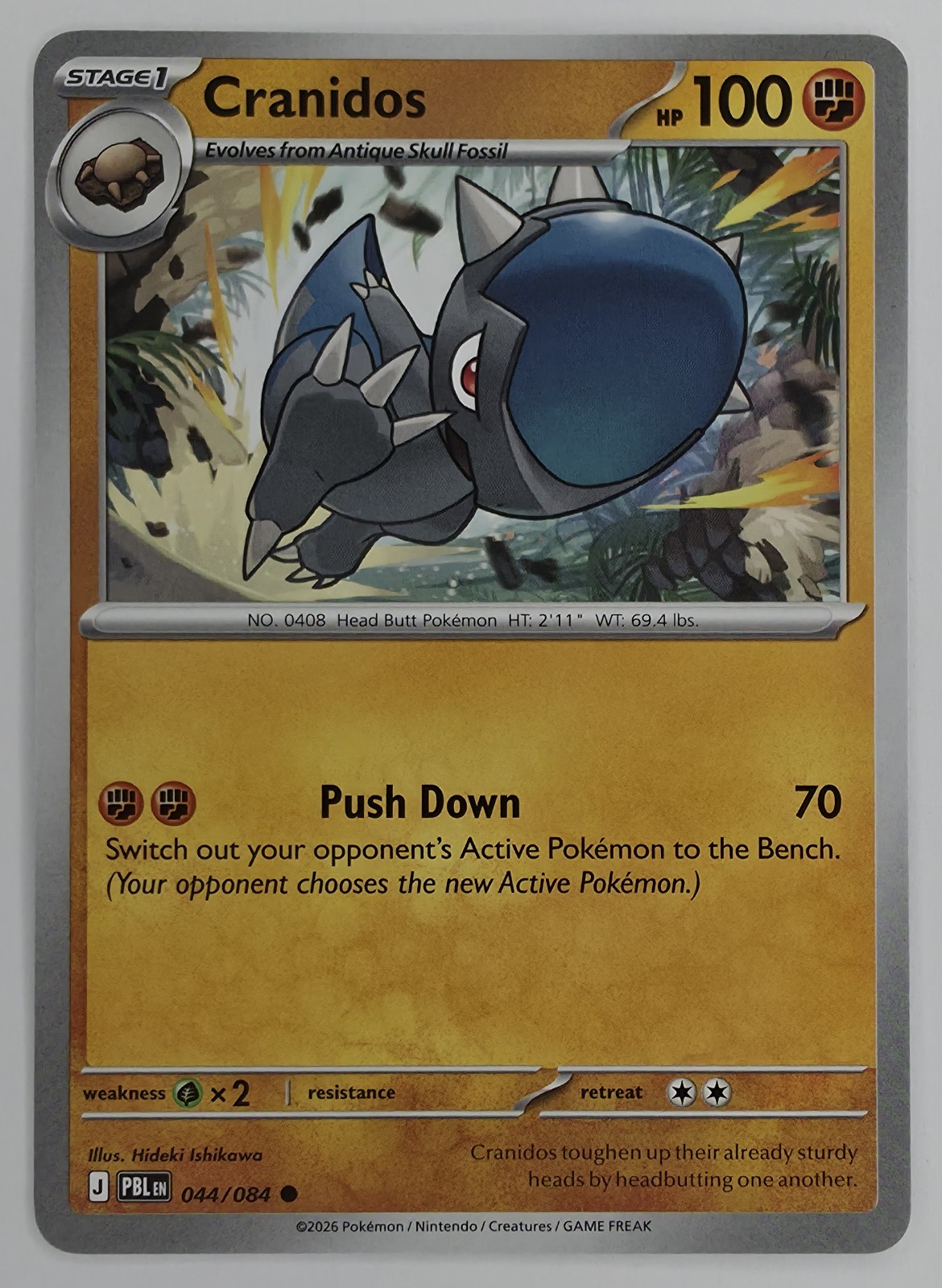 2026 Pokemon Pitch Black Cranidos #044/084 Common front