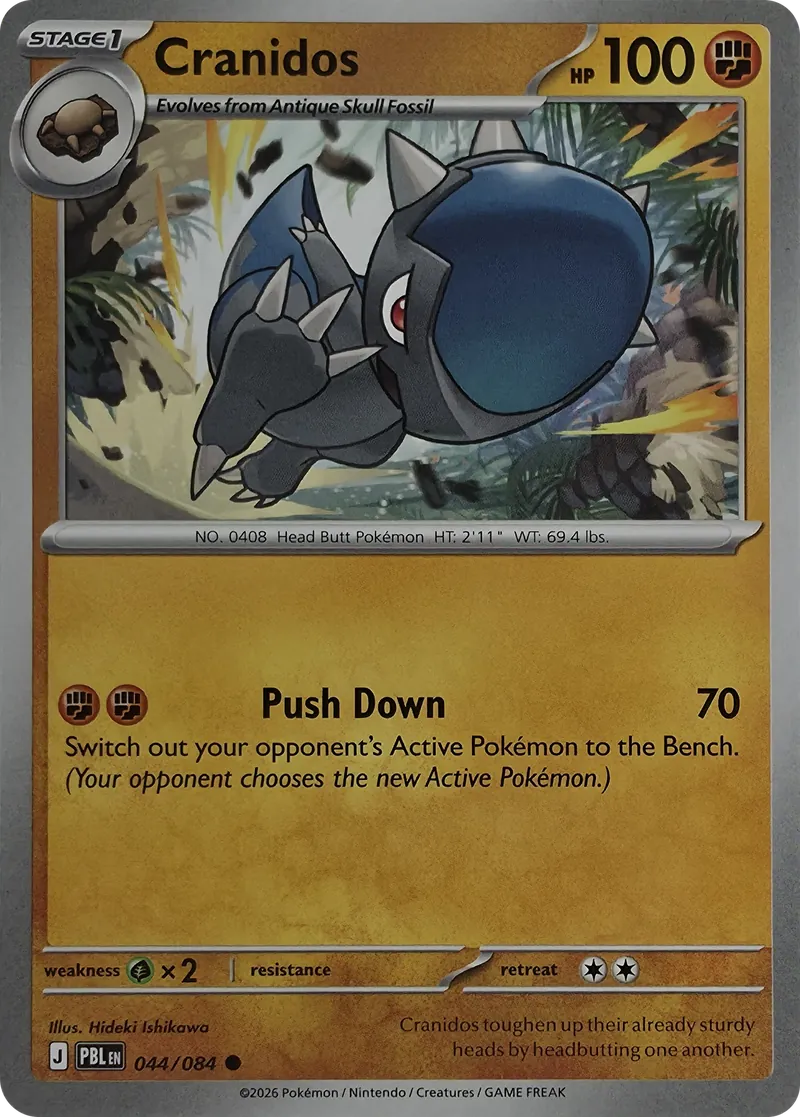 2026 Pokemon Pitch Black Cranidos #044/084 Common front