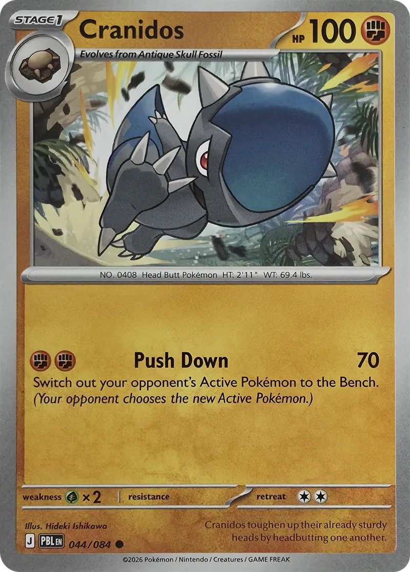 2026 Pokemon Pitch Black Cranidos #044/084 Common front