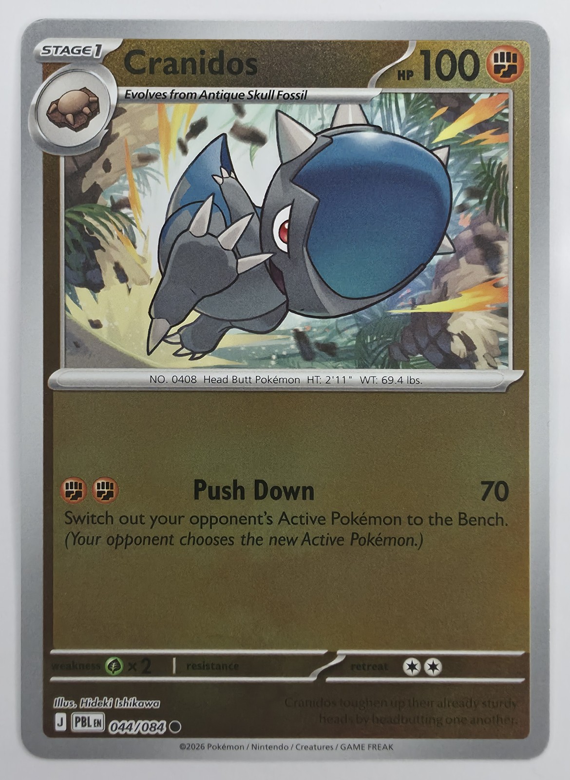 2026 Pokemon Pitch Black Cranidos #044/084 Reverse Holo Common front