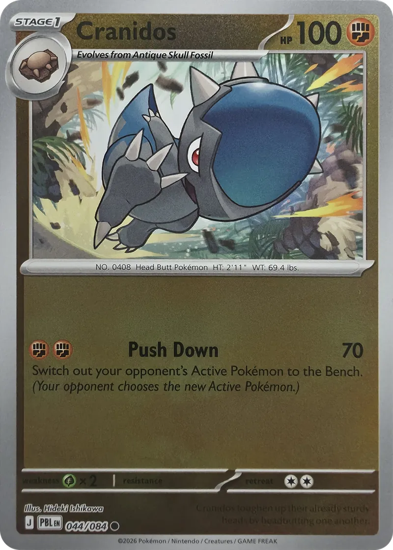 2026 Pokemon Pitch Black Cranidos #044/084 Reverse Holo Common front